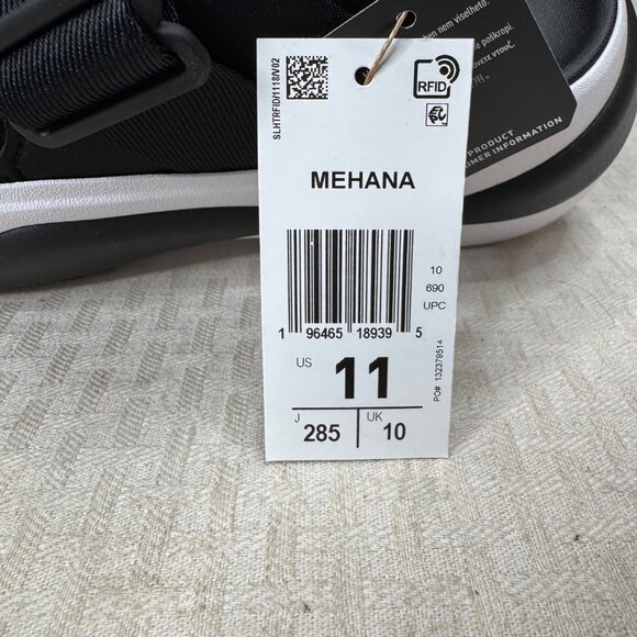 Adidas Mehana Black & White Mens Sandals Size 11 Comfort Stretch Straps - Picture 3 of 7